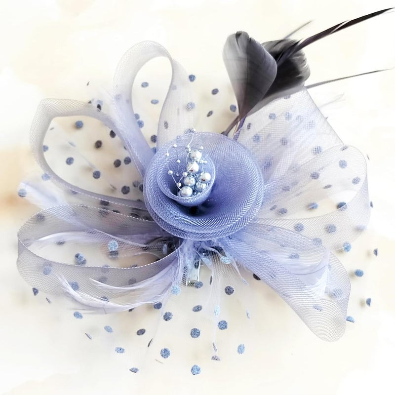 HIWIND Store Fascinators Hat Women Tea Party Headband Flower Cocktail Mesh Feathers Hair Clip Kentucky Derby Hat Wedding - Image 4